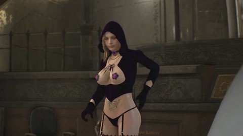 Claire Dimitrescu shows off her big ass and bust in a sexy outfit from Resident Evil 2