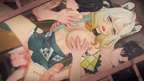 【Genshin Impact Xilonen #02】Animación hentai de gangbang en 3D de manga con dedos, paja, mamada, sexo